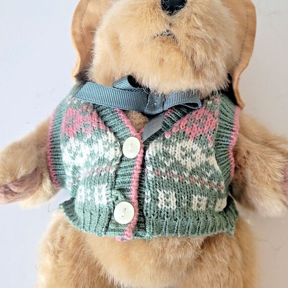 Honeysuckle Hollow 11" Fuzzy Plush Teddy Bear with Sweater & Hat jointed Vintage - Picture 7 of 12